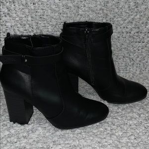 Black leather booties